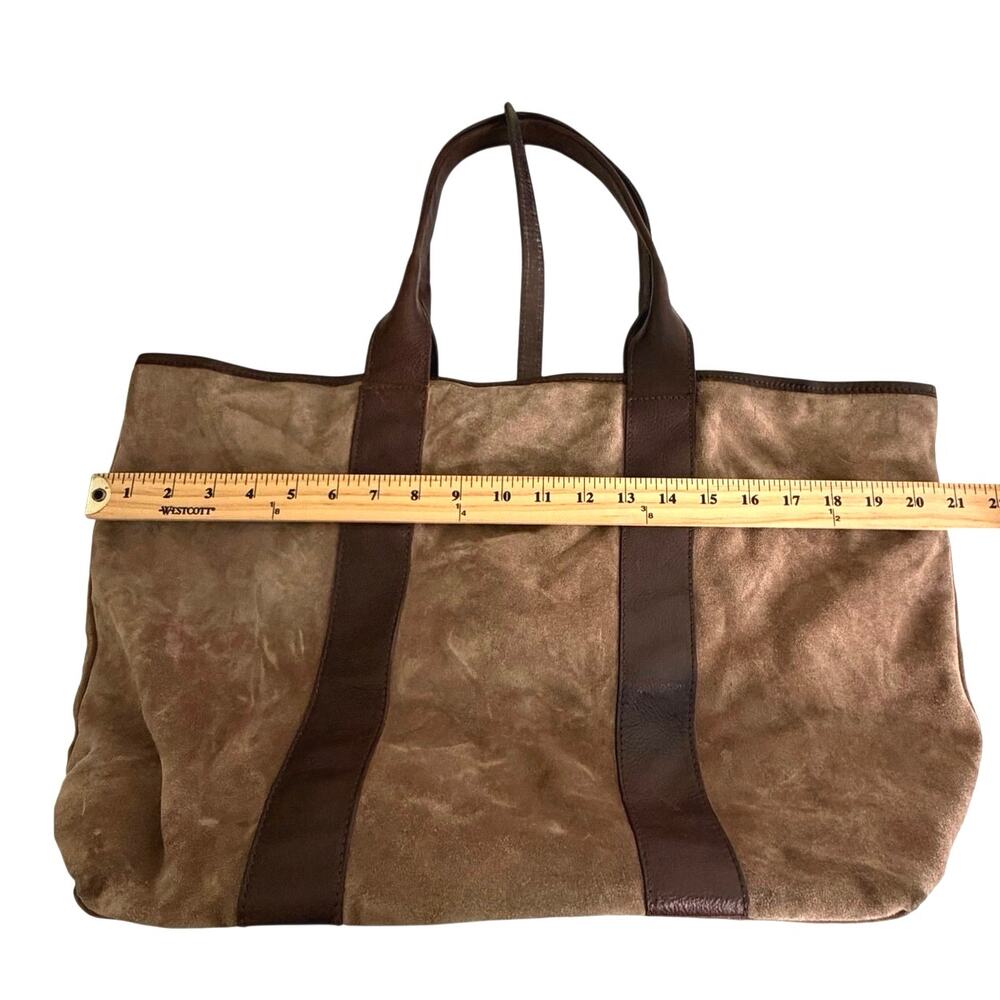 Barneys New York suede leather brown tote made in Italy - Picture 8 of 15